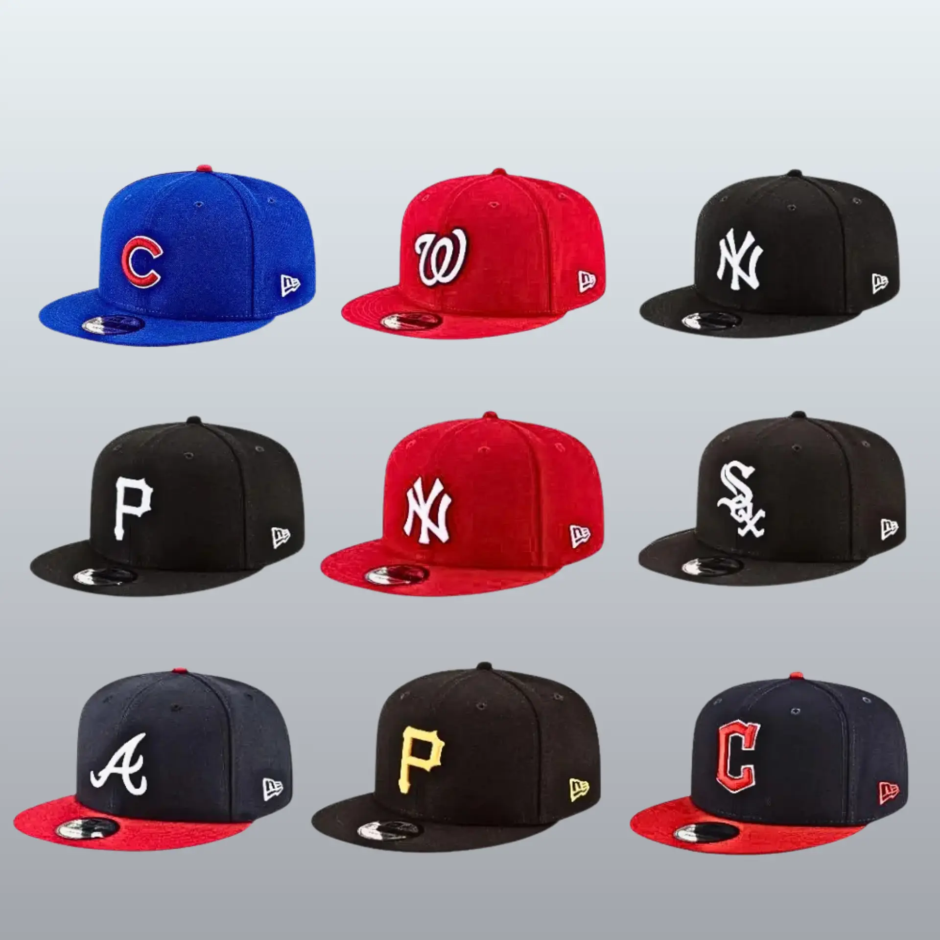 New Era MLB Embroidered Team Logo Snapback – LA Dodgers, NY Yankees, White Sox, Cardinals, Pirates, Braves, Guardians & Nationals, Premium Flat Brim Baseball Cap, Hip Hop Streetwear Fashion, Outdoor Sports Lifestyle, USA 2026 Edition