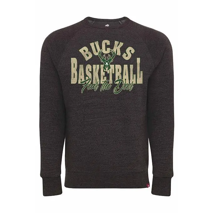 Sportiqe Howe Distressed Milwaukee Bucks Harmon Crewneck Sweatshirt