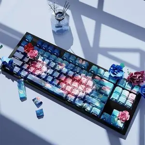 Rose Song Personalized Oil Painting Style Pbt Keycaps, Compatible with Cross-Port Mechanical Keyboard Sets 61/63/68/84/87/96/98/104/108
