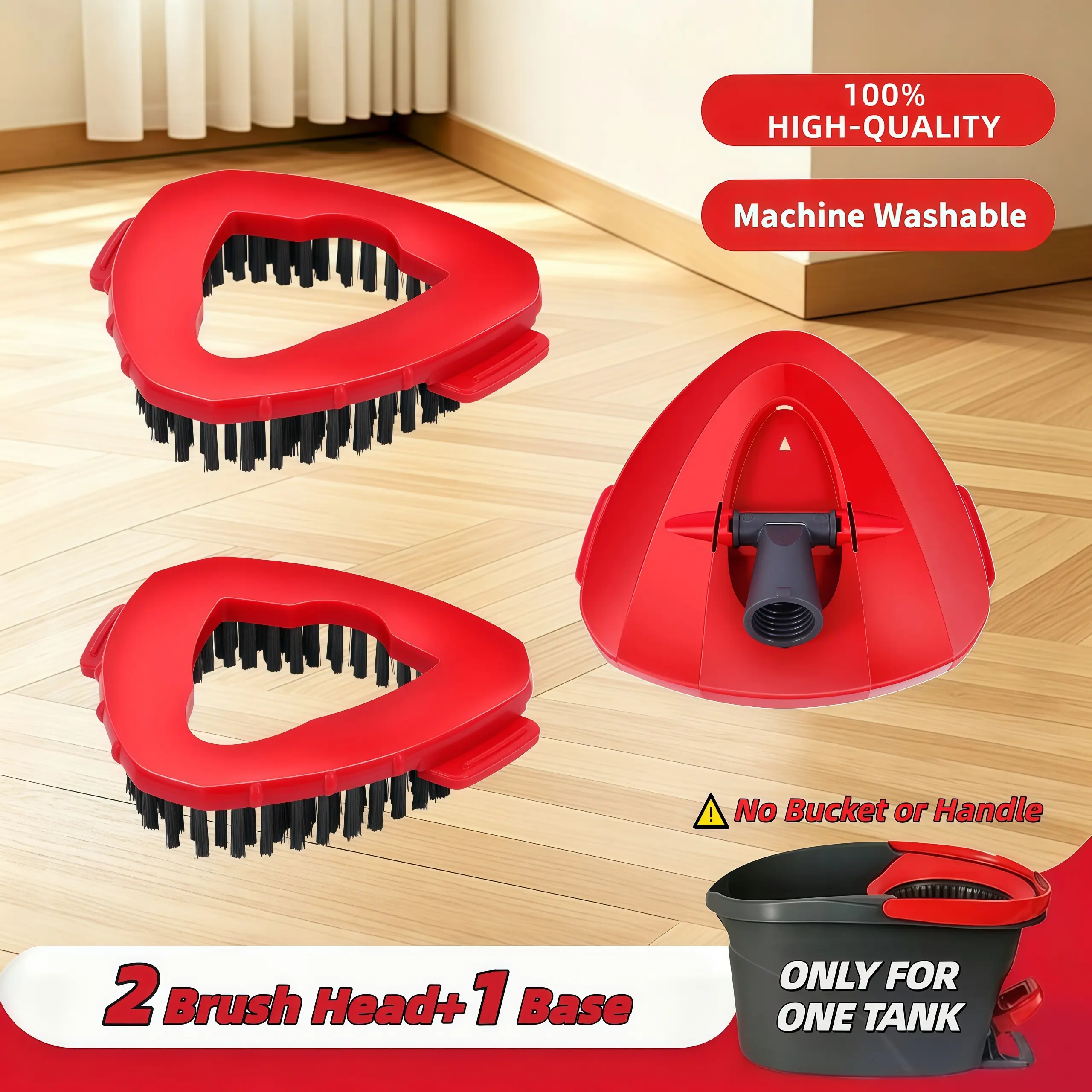 For O-Cedar EasyWring Spin Mop 1 Tank System Replacement Head, Hard Bristle Scrub Brush Attachment, Spin Mop Refill for Bathroom Floor Cleaning, Easy Installation & Quick Clean, Mop Heads Replacements, Cleaning Mops