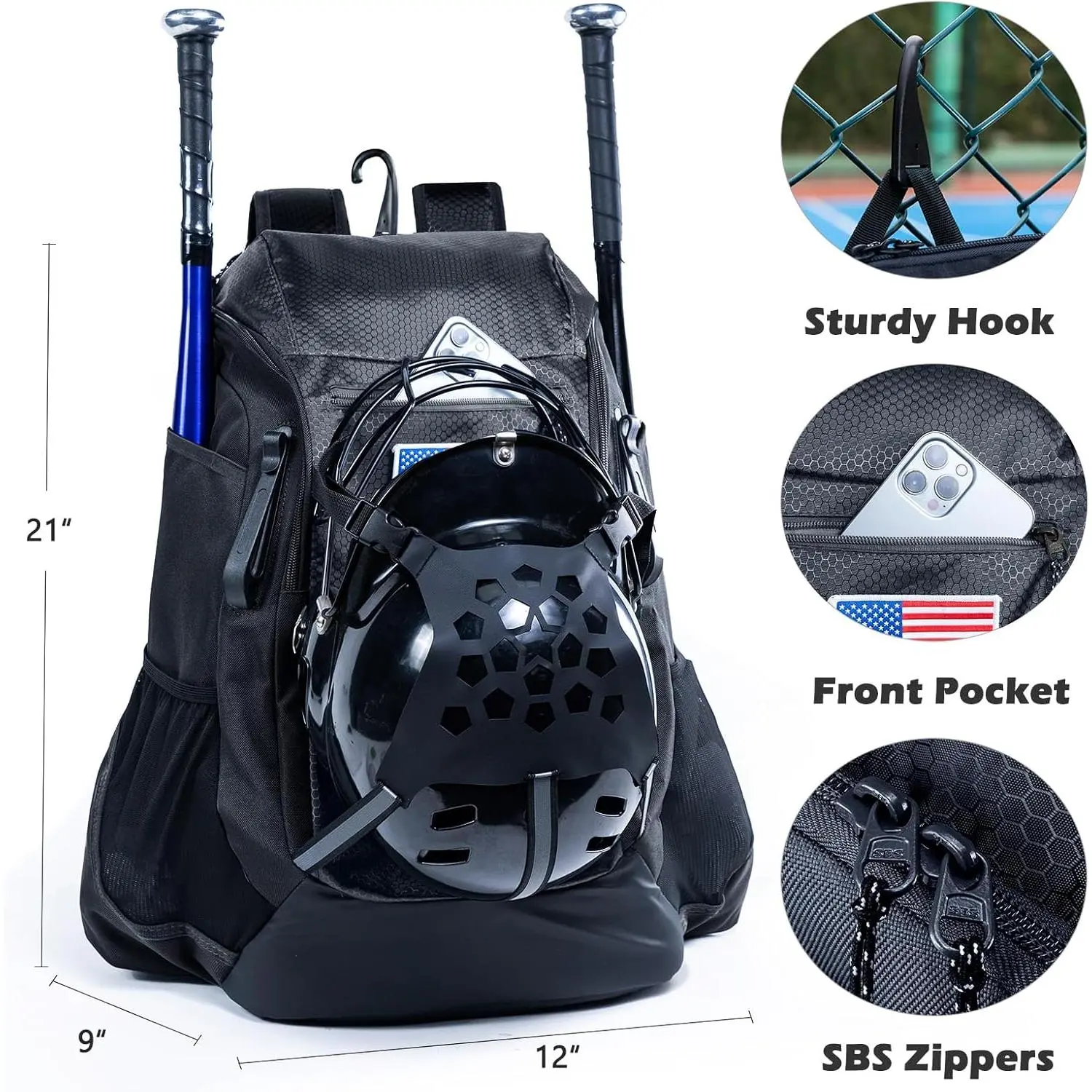 Sturdy Baseball Softball Gear Backpack | Adult Sport Equipment Bag PRO Odyssey Rolling Backpack for Softball & Baseball  main image 3