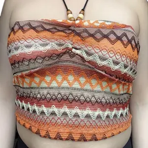 Bohemian Pattern Beaded Halter Top