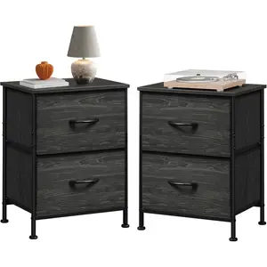 WLIVE Night Stand Set 2, Nightstand with 2 Fabric Drawers, Small Dresser for Bedroom, Bedside Table for Small Spaces, Dorm