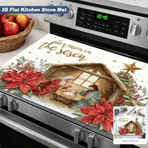 Christmas Theme Silica Gel Stove Pad, Absorbent Non-Slip Kitchen Mat, Holiday Decoration, Cozy Home Essential, Festive Atmosphere Enhancer