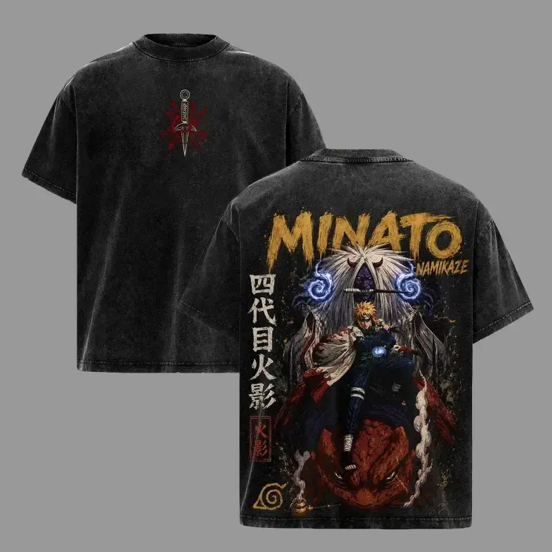 Minato Namikaze NRT Shippuden T-Shirt, Anime Graphic Tee, Vintage Washed Shirt, Oversized Streetwear T-Shirt, Japanese Manga Shirt, Heavyweight Cotton Tee, Unisex Anime Merch, Gift for NRT Fans Menswear Tops