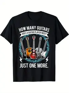 Summer t Shirts Men's Guitar-Themed Cotton Tee - Casual Crew Neck, Short Sleeve Golf Gift T-Shirt For Men and Women