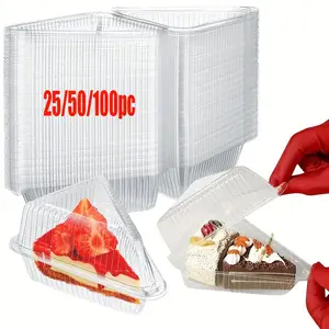 25/50/100pc transparent plastic covered triangular cake box, suitable for storing cakes. It is ideal for pies, sandwiches, cakes, snacks and pastries, and dessert storage. It is also a perfect choice for Valentine's Day, Mother's Day, Halloween, Christmas