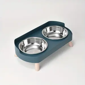 Pet 2-in-1 Food and Water Dispenser, Cute Design Pet Feeder with Stainless Steel Non-Slip Double Bowls, Easy to Clean, Multiple Color Options for Dogs, Cats and Small Animals
