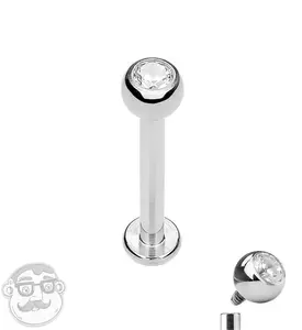Internally Threaded Titanium CZ Top Labret Stud
