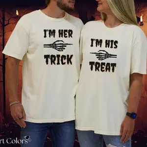 Funny Couples Halloween Shirts, His and Hers Matching Halloween Tees, Trick or Treat Couple Outfits, Funny Adult Halloween Shirts