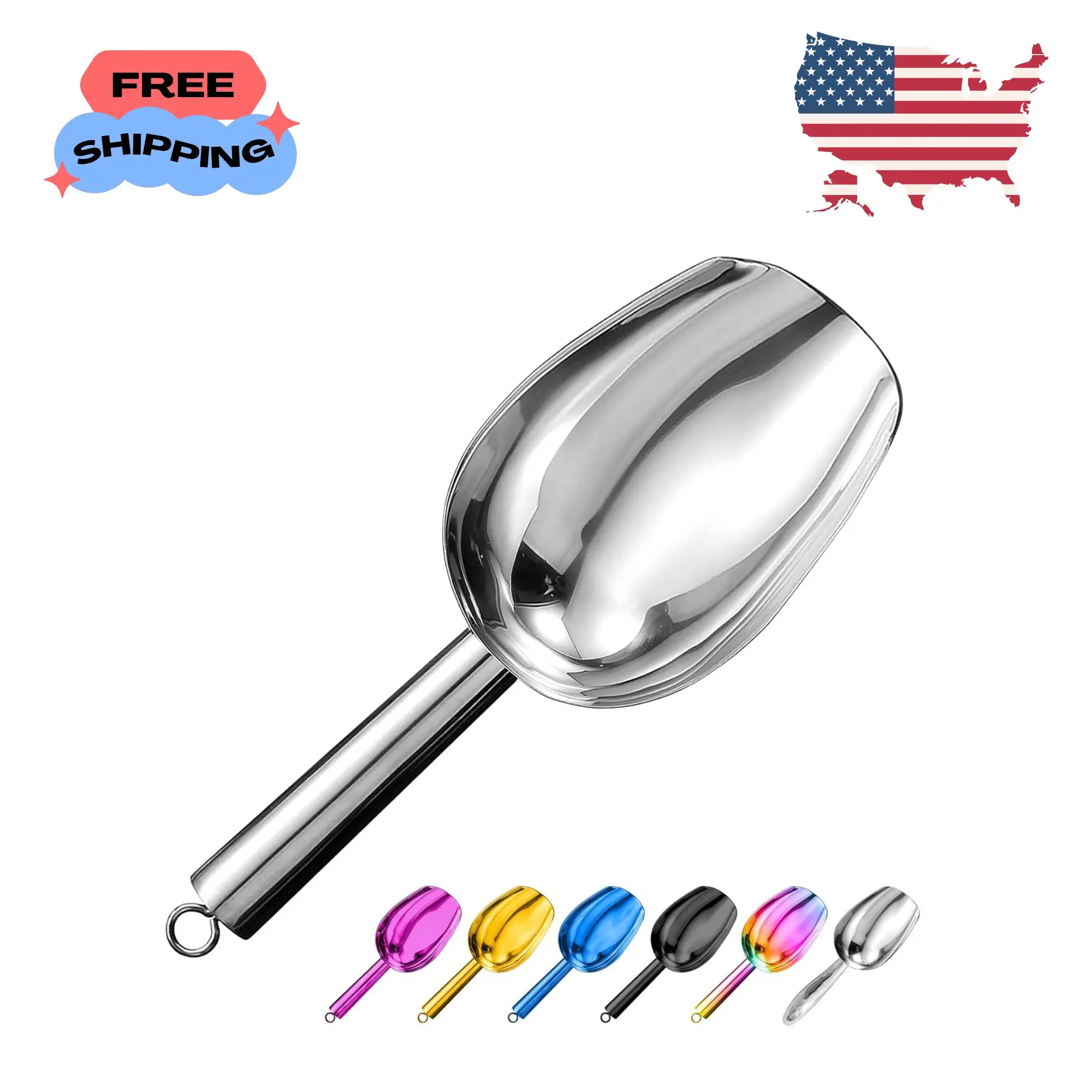 Metal Ice Scoop 3 Oz, Small Stainless Steel Ice scooper (3 OZ-Silver)