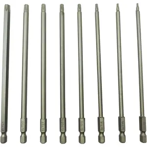 Long Torx   Bit Sets 6 Inch Length T8 T10 T15 T20 T25 T27 T30 T40 S2 Steel Torx   Drill Screw Driver Drill Set (8Pcs 150mm)