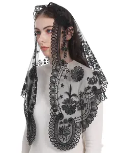 Bozidol Catholic Church Veil for Women Religious Chapel Embroidery Lace Scarf Spanish Christian Mass Veil