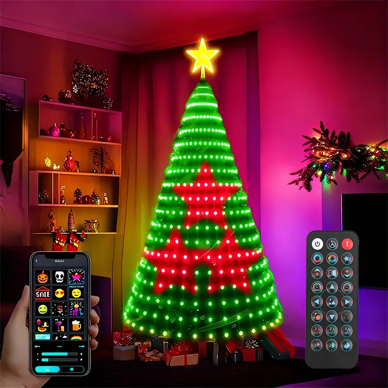 Hoodink Smart Christmas Tree Lights, Treeless with Remote and APP Control, RGB Color-Changing Light String with 400 LEDs, 11 Modes, Timer, Music Sync,