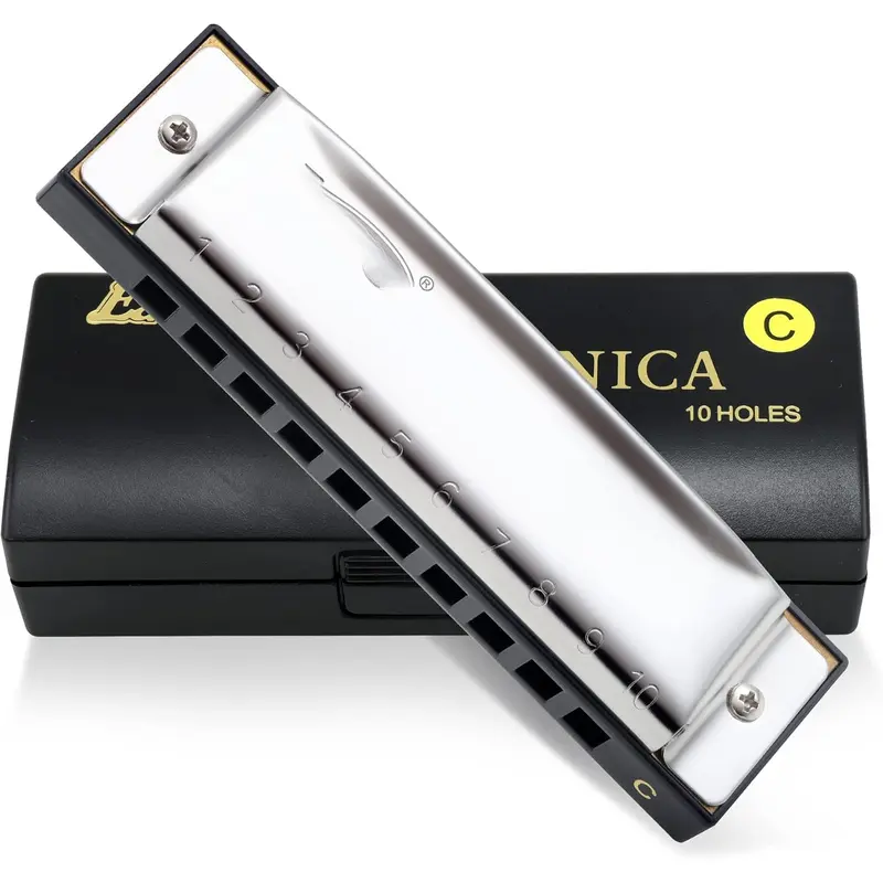 Harmonica for Beginners Key of C, 10 Holes 20 , Stainless Steel Harp Diatonic Blues Harmonica for Adults, Teenagers, Versatile for All Levels of Players