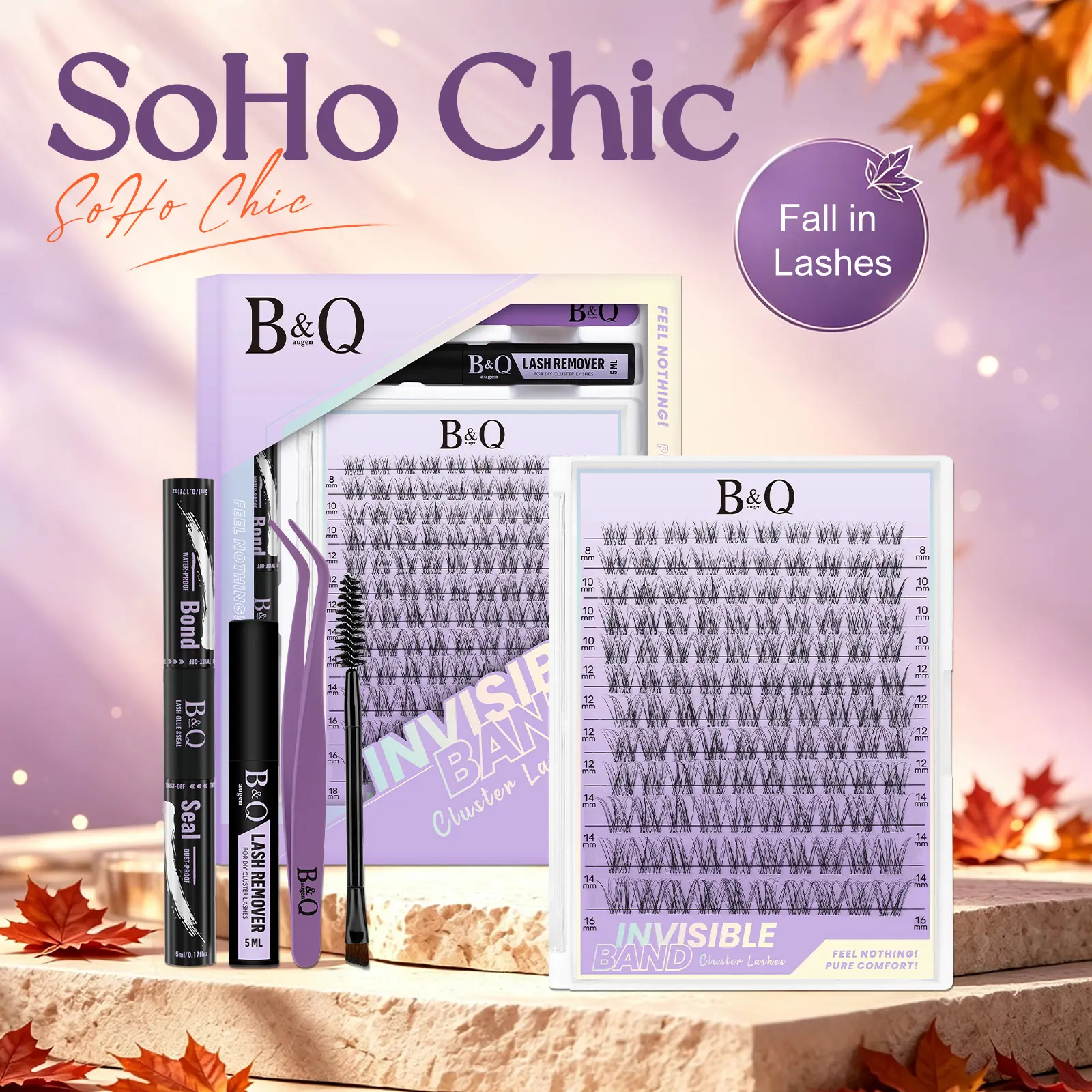 【Creator】Flora Kit l B&Q Airy Clean Girl Lash Clusters, Ultra-Thin Invisible Band, C Curl 8-18mix, Featherlight Wispy Natural Look for Adults' DIY Eyelashes Extensions, Lightweight Fake Lash Cosmetic #tiktokshopstockup