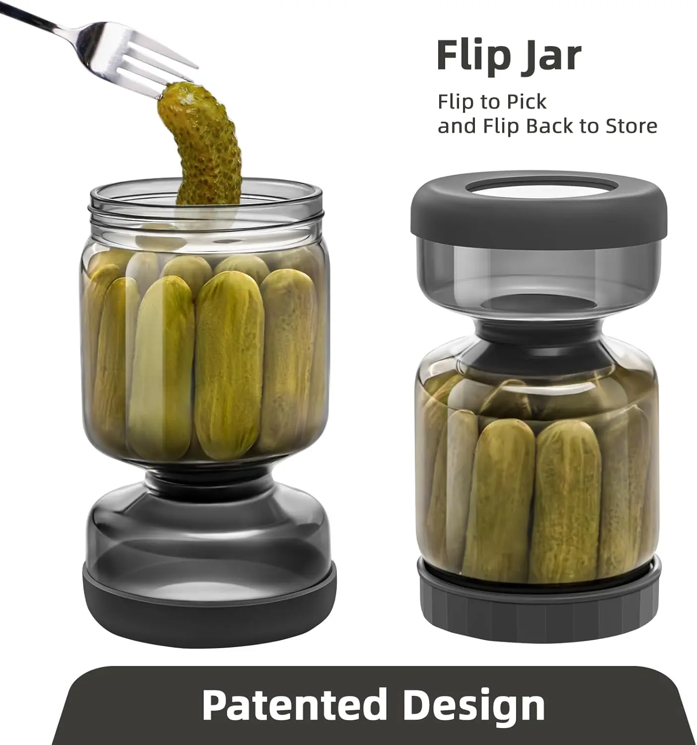 Airtight Mini Glass Pickle Jar With Detachable Strainer Reusable Food Storage Container With Lid For Olives Jalapenos Gherkins Kimchi Snacks Kitchen Canister