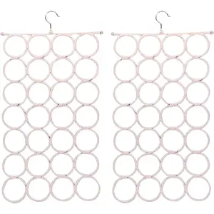Pack of 2 Scarf Hanger Holder Organizer, Space Saver for Tie, Belt, Scarves, Socks - White