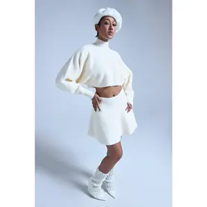 CUDDLE UP FUZZY MINI SKIRT IN IVORY