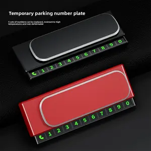 Personalized Car Phone Holder, Creative One-Button Hidden Number Temporary Parking Sign, Reflective Digital Interior Decoration