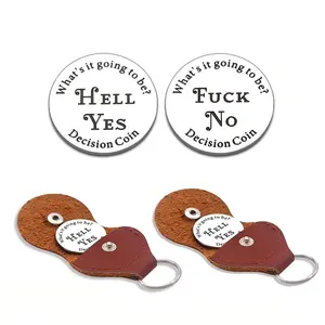 2Pcs Funny Stainless Steel Decision Coin Keychain - Perfect Gift for Friends with Unique Design and Lightweight Design