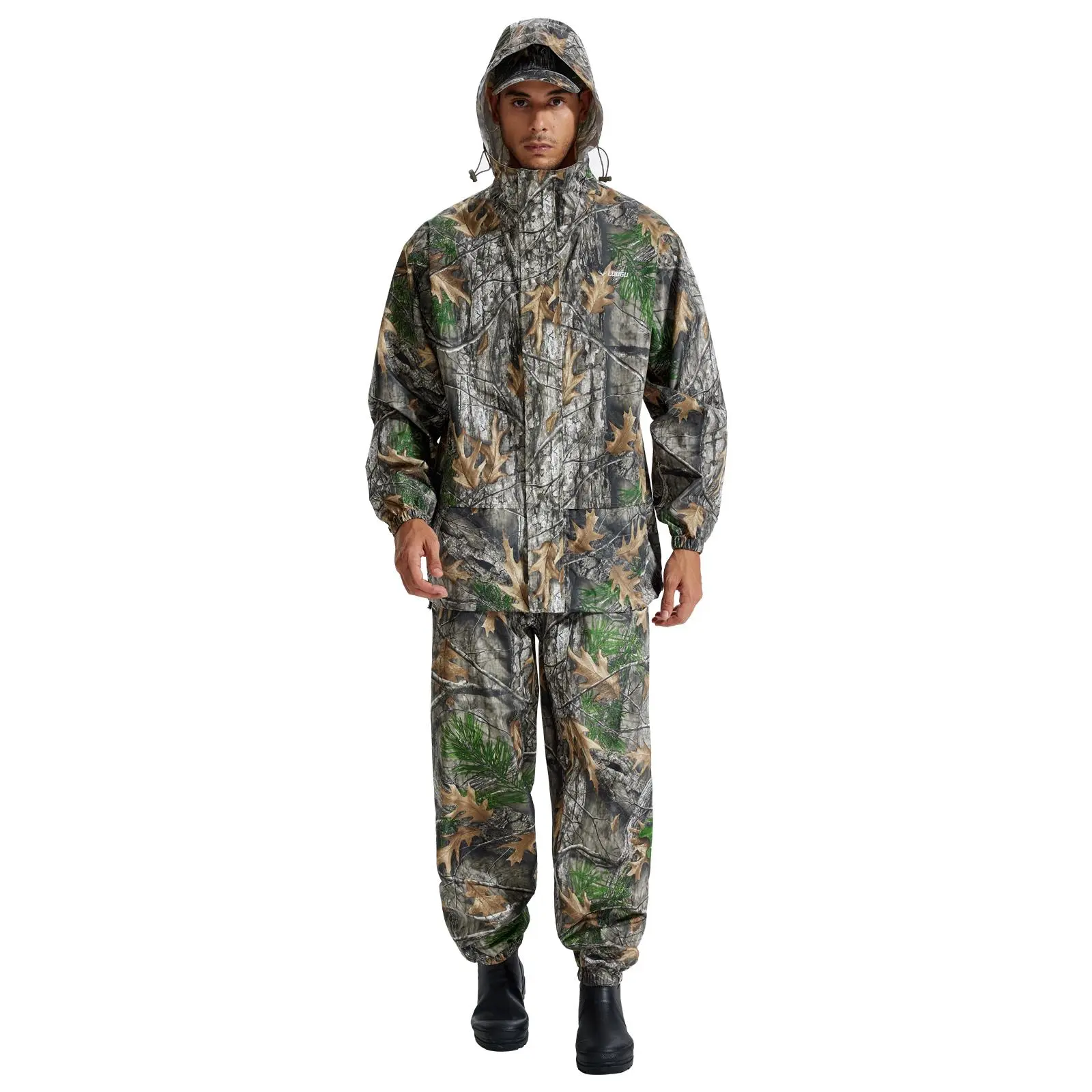 LOOGU Camo Rain Suit - Rain Gear for Men Waterproof, Lightweight Rain Coat, Breathable Mens Rain Jackets Hood
