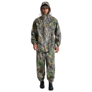 LOOGU Camo Rain Suit - Rain Gear for Men Waterproof, Lightweight Rain Coat, Breathable Mens Rain Jackets Hood