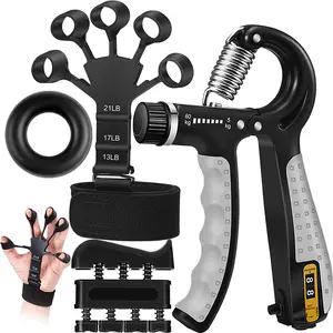 4 PCS Grip Strength Trainer Kit, Forearm Strengthener, Finger Strengthener, Finger Exerciser,  Forearm Workout Ring for Muscle Building and Injury Recover