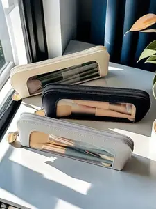 Transparent Makeup Brush Storage Bag, Portable Cosmetic Organizer, Makeup Tool Organizer, Zipper Pouch for Daily Travel, Multifunctional Bag for Women