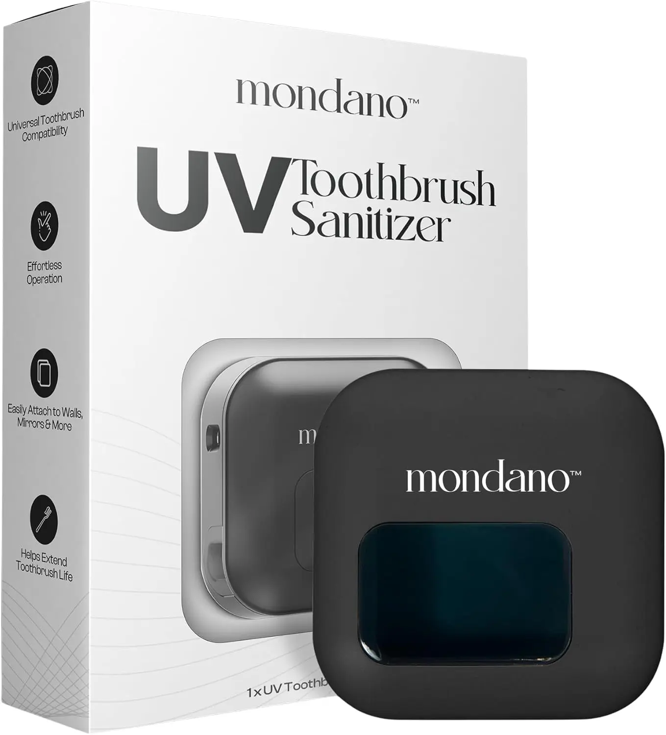 Mondano UV-C Toothbrush Sanitizer and Holder, Toothbrush Case - Manual/Electric Toothbrush Cover for Any Toothbrush Head - Rechargeable Toothbrush Travel Case, Tooth Brush Cover Cap for Home