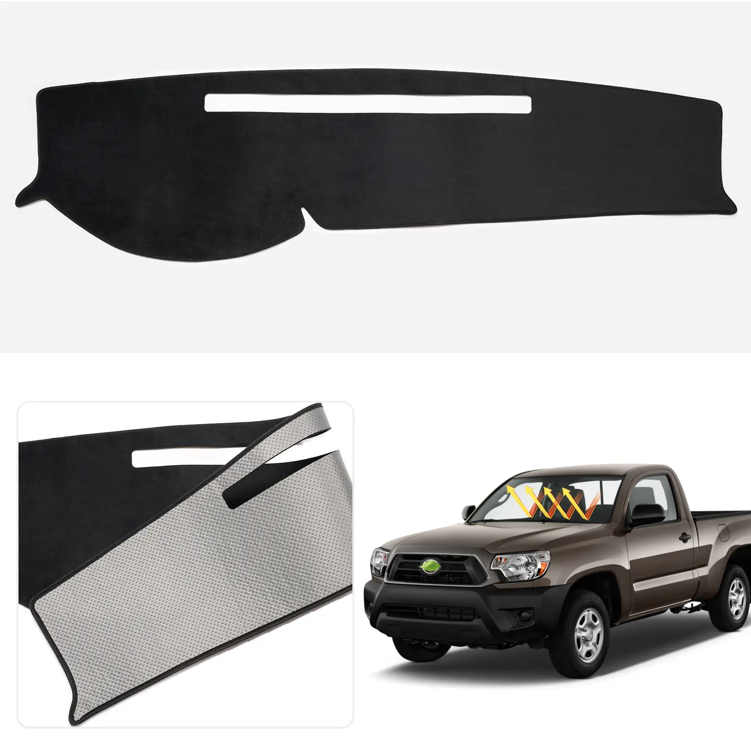 Canvle Custom Fit Dashboard Cover Mat for Toyota Tacoma Pickup 2005-2015 Flannel Anti-Glare UV Protection Interior Accessories