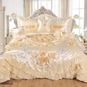 6 Piece Durable Bedroom Set with Floral Embellishments Ruffled Details for Elegant Home Decor 4113 Blue