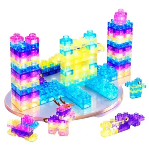 Soft Jelly Building Blocks for Kids, Squishy Multi-Color Stacking Blocks Toy Set, Sensory Tactile Puzzle Blocks for Toddlers Boys Girls