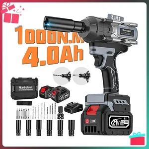1000N.m Cordless Impact Wrench, Brushless Impact Gun Kit with 2×4.0Ah Batteries & 5 Sockets for Cars & Trucks #SummerVibes tiktokshopspringglowup