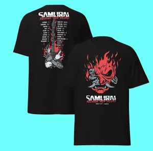 Samurai Reunion Tour Shirt With Tour locations Classic Samurai Band Shirt Cyberpunk Samurai T-Shirt.