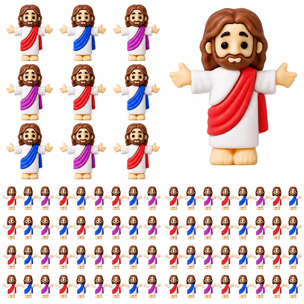 Miniature Jesus Figurine Cute Christian Toy - Small Religious Pocket Doll For Sunday School Easter Decor And Church Party Favors