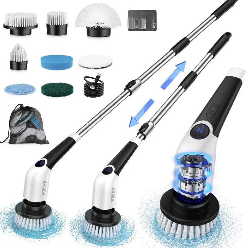 Cordless Electric Spin Scrubber with Long Handle – Multi-Surface Cleaning Brush
