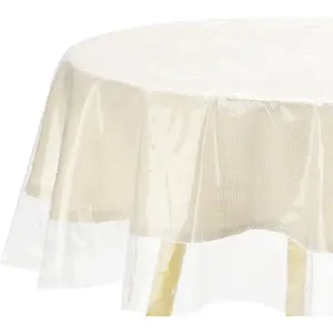 47 Inch Clear Tablecloth, Waterproof Oilproof Round Vinyl Table Cover Protector, Table Cloth for Dining, Parties and Holidays
