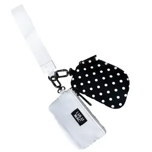 Black with White Polka Dot LM Wristlet-P44+