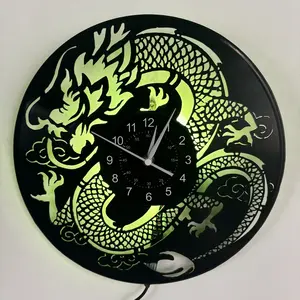 Dragon-Shaped Vinyl Record Wall Clock, Silent Retro Dragon Design, Perfect Home Decoration, Ideal Gift for Birthday Parties, Father's Day, Graduation