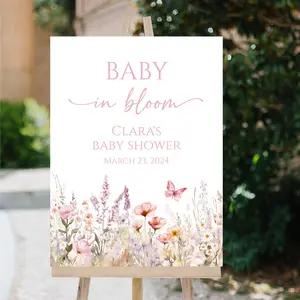 Editable Baby in Bloom Baby Shower Welcome Sign Wildflower Baby Shower Sign 