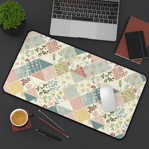 Cottagecore Desk Mat Patchwork Cute Desk Mat Aesthetic Deskmat Top Selling Item Cubicle Decor Large Mouse Pad Whimsigoth Aesthetic Dorm Gift