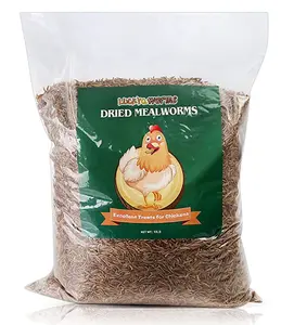 LuckyQworms 10 lbs Dried Mealworms for Chickens Birds Bluebirds Hamsters Turtles Fish Hedgehogs High Protein Omega-3 Fatty Acids Pet Food for Poultry Reptile Rodent Daily Treats