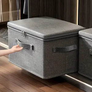 Large-capacity clothing storage box, extra-large and small sizes, foldable with lid, clothing organizer box with password lock and flip-top lid