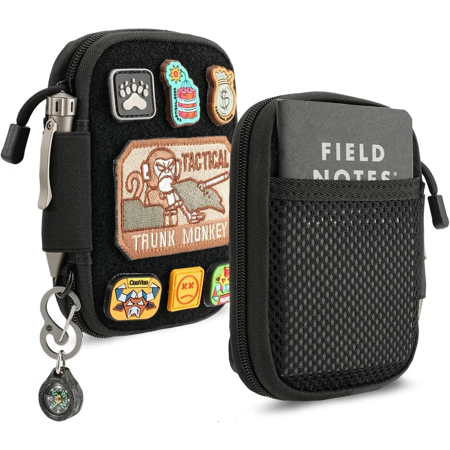 Mighty Pouch - Nylon EDC Pocket Organizer with Patches & D-Ring, Multitool Organizer for EDC Gears Mighty Pouch - Nylon EDC Pocket Organizer with Patches & D-Ring, Multitool Organizer for EDC Gears