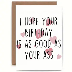 Funny Birthday Card with Envelope, Custom Message Card, 1 Count Heart & Letter Pattern Greeting Card, Birthday Gift for Boyfriend & Girlfriend