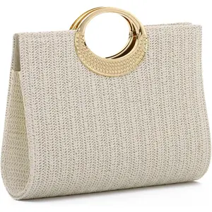 Top Handle Straw Clutch Purse Handbag for Women, Summer Straw Beach Evening Bag, Raffia Handbag 2026