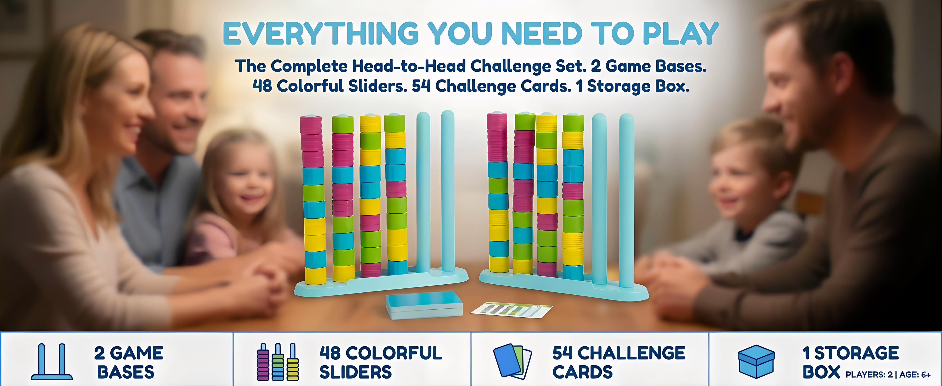 Color Stack Challenge Game, Speed Stacking Matching Puzzle for Kids & Families, Educational Color Sorting Board Game for Boys & Girls Ages 6+