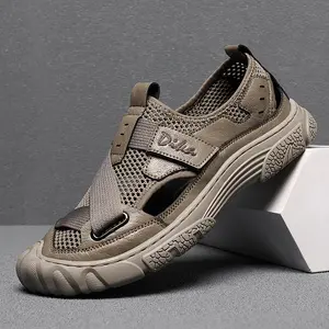 2026 Outdoor sandals, fashionable mesh ultra fiber casual men's shoes, one foot lazy shoes, beach shoes