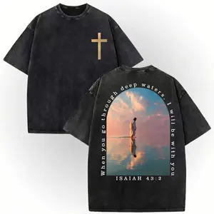 Isaiah 43:2 Shirt, Christian Washed Tee, Bible Verse Graphic T Shirt, Jesus Streetwear Shirt, Cross Faith Gift Tshirt TOP